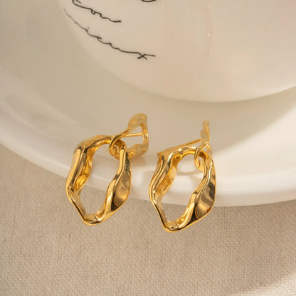 1 Pair Ig Style Irregular Plating Stainless Steel 18k Gold Plated Drop Earrings