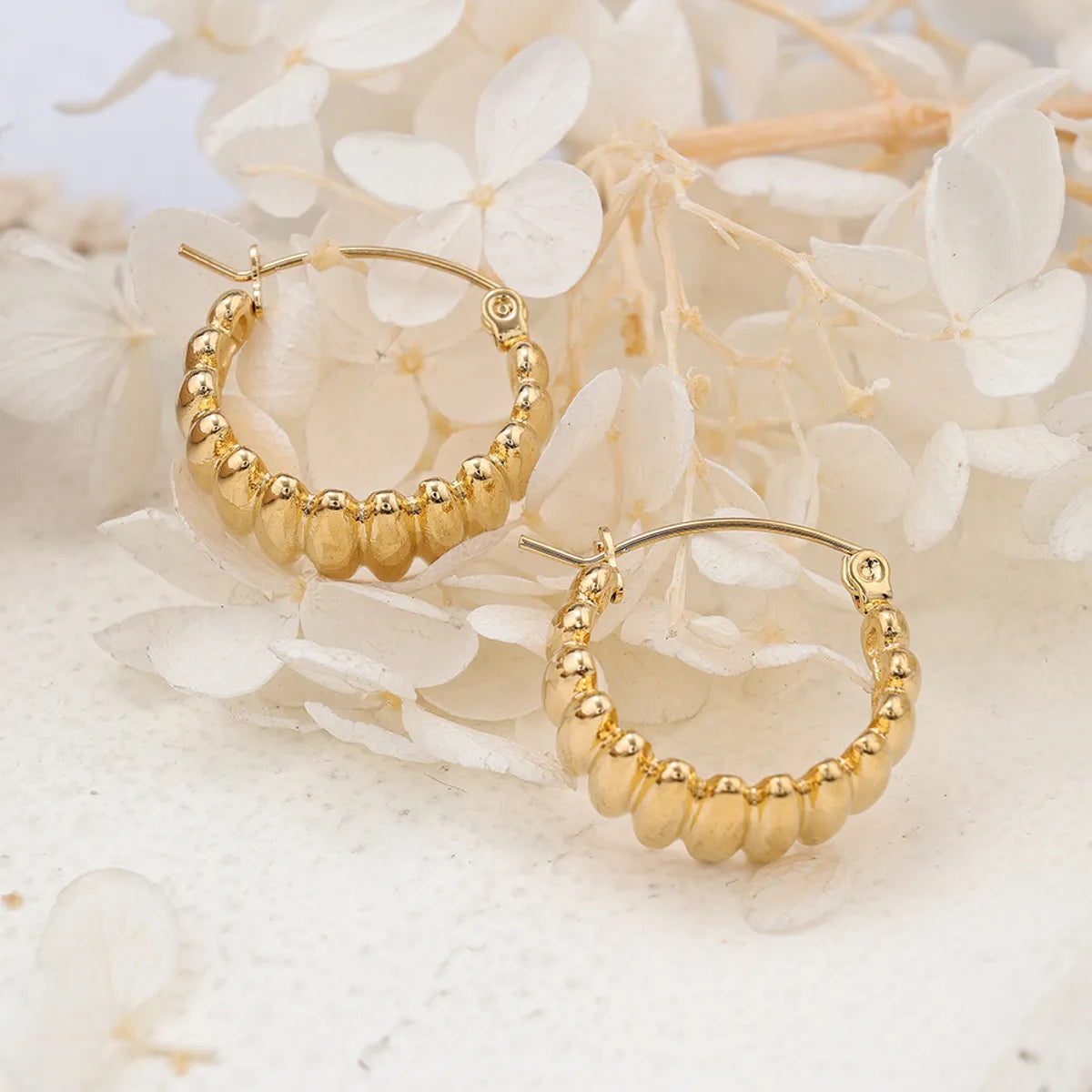 1 Pair IG Style Irregular Round Plating Stainless Steel Hoop Earrings