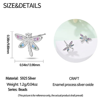 1 Pair IG Style Korean Style Dragonfly Butterfly Plating Sterling Silver Earrings Ear Studs