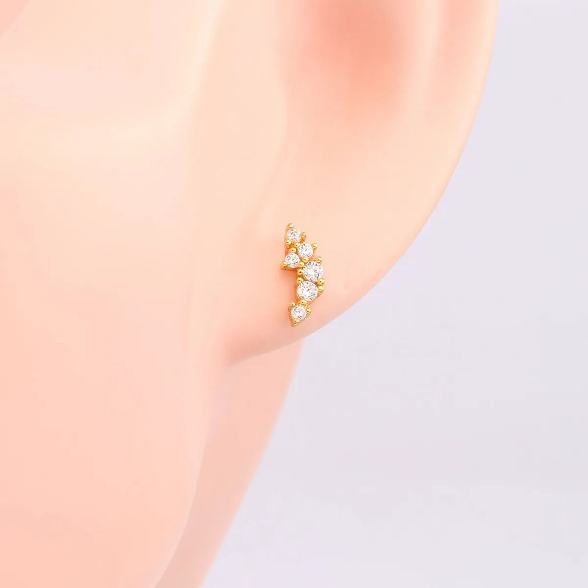 1 Pair Ig Style Korean Style Geometric Inlay Sterling Silver Zircon Ear Studs