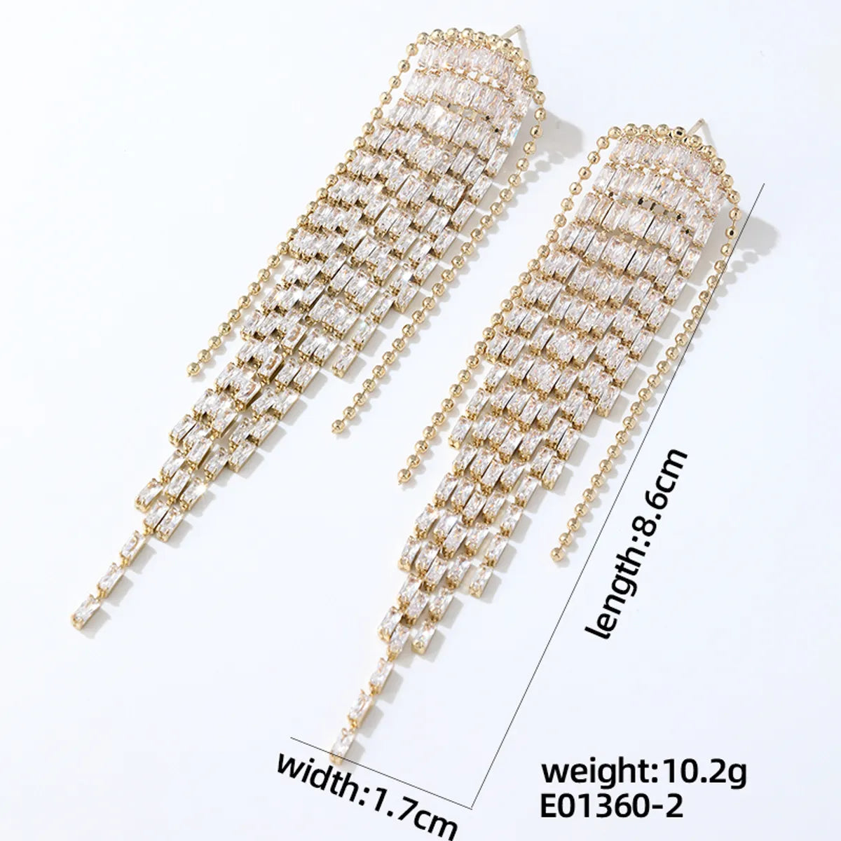 1 Pair Ig Style Korean Style Tassel Tassel Plating Inlay Copper Zircon Gold Plated Drop Earrings