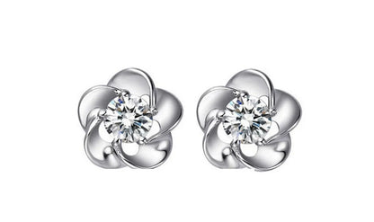 1 Pair Ig Style Lady Flower Inlay Alloy Zircon Ear Studs