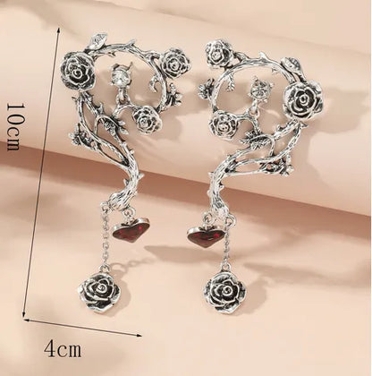 1 Pair IG Style Lady Heart Shape Rose Alloy Drop Earrings