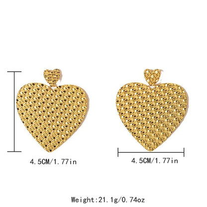 1 Pair IG Style Lady Korean Style Heart Shape Plating 304 Stainless Steel 14K Gold Plated Drop Earrings