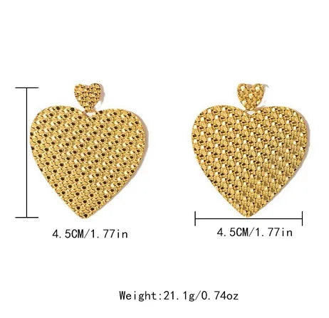 1 Pair IG Style Lady Korean Style Heart Shape Plating 304 Stainless Steel 14K Gold Plated Drop Earrings