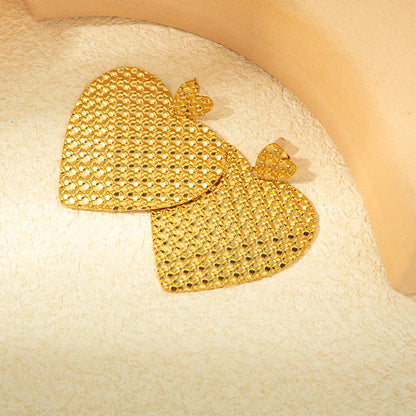 1 Pair IG Style Lady Korean Style Heart Shape Plating 304 Stainless Steel 14K Gold Plated Drop Earrings