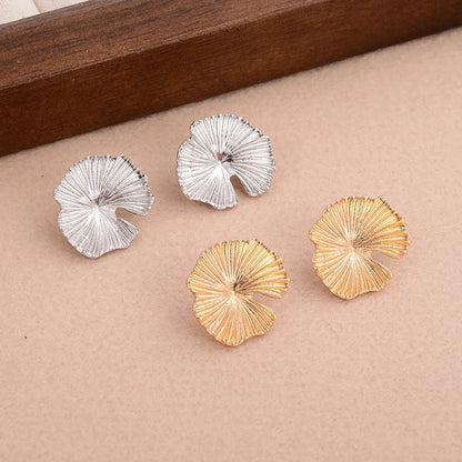 1 Pair Ig Style Leaf Ginkgo Leaf Asymmetrical Plating Alloy 14k Gold Plated Ear Studs