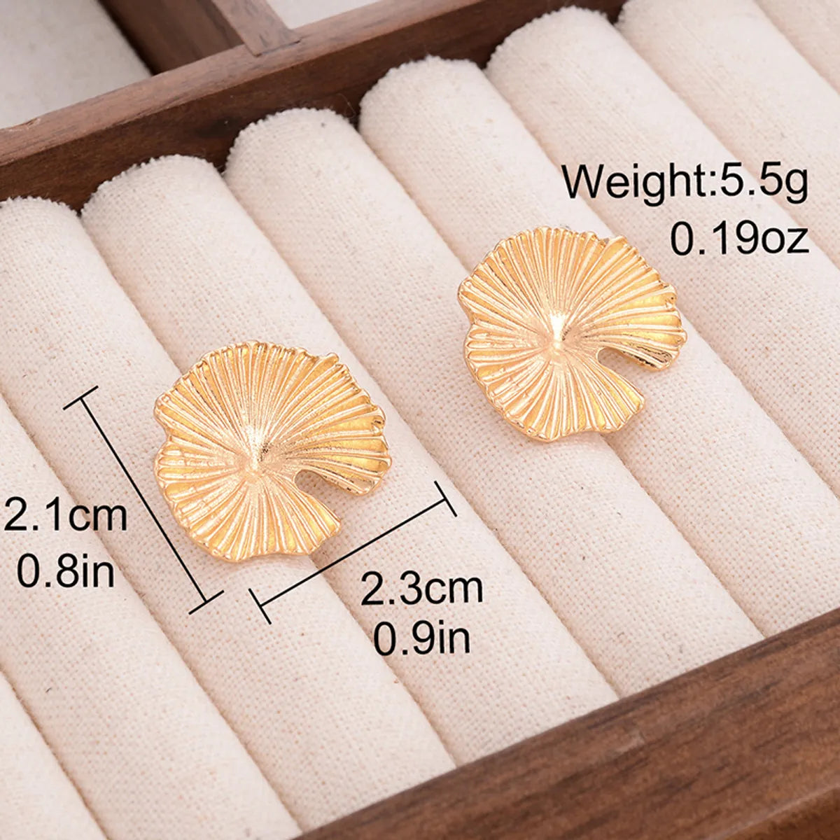 1 Pair Ig Style Leaf Ginkgo Leaf Asymmetrical Plating Alloy 14k Gold Plated Ear Studs