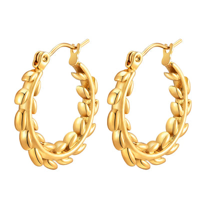 1 Pair Ig Style Leaf Plating Metal Stainless Steel 18k Gold Plated Hoop Earrings