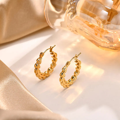 1 Pair Ig Style Leaf Plating Metal Stainless Steel 18k Gold Plated Hoop Earrings