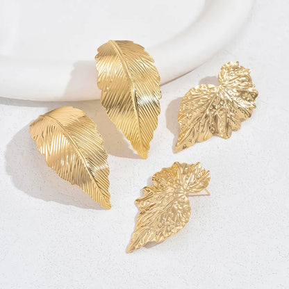 1 Pair IG Style Leaves Plating Alloy Ear Studs