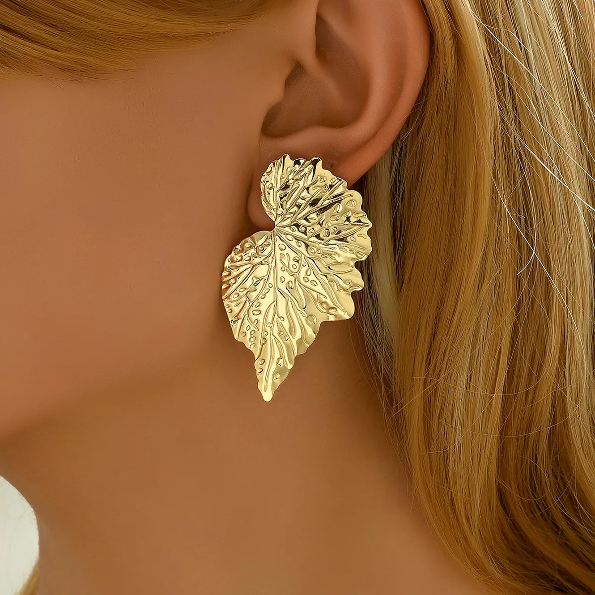 1 Pair IG Style Leaves Plating Alloy Ear Studs