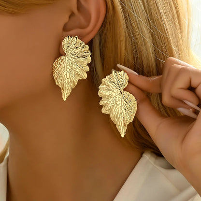 1 Pair IG Style Leaves Plating Alloy Ear Studs