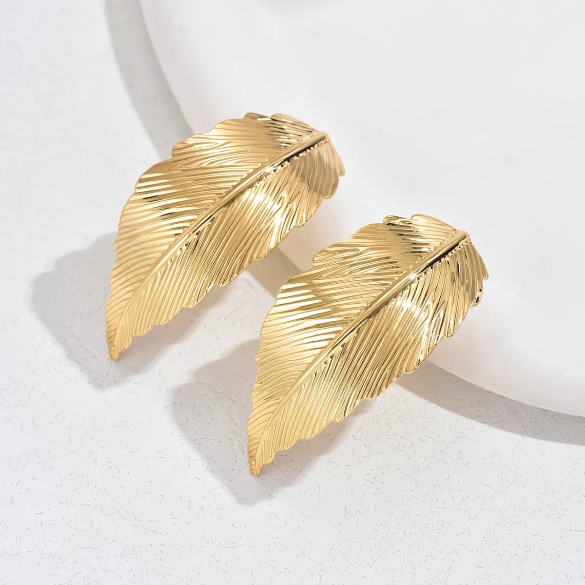 1 Pair IG Style Leaves Plating Alloy Ear Studs