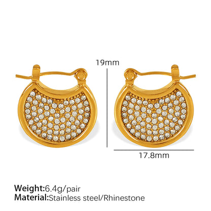 1 Pair IG Style Marine Style Simple Style Geometric Conch Polishing Inlay 304 Stainless Steel Rhinestones 18K Gold Plated Earrings Ear Studs