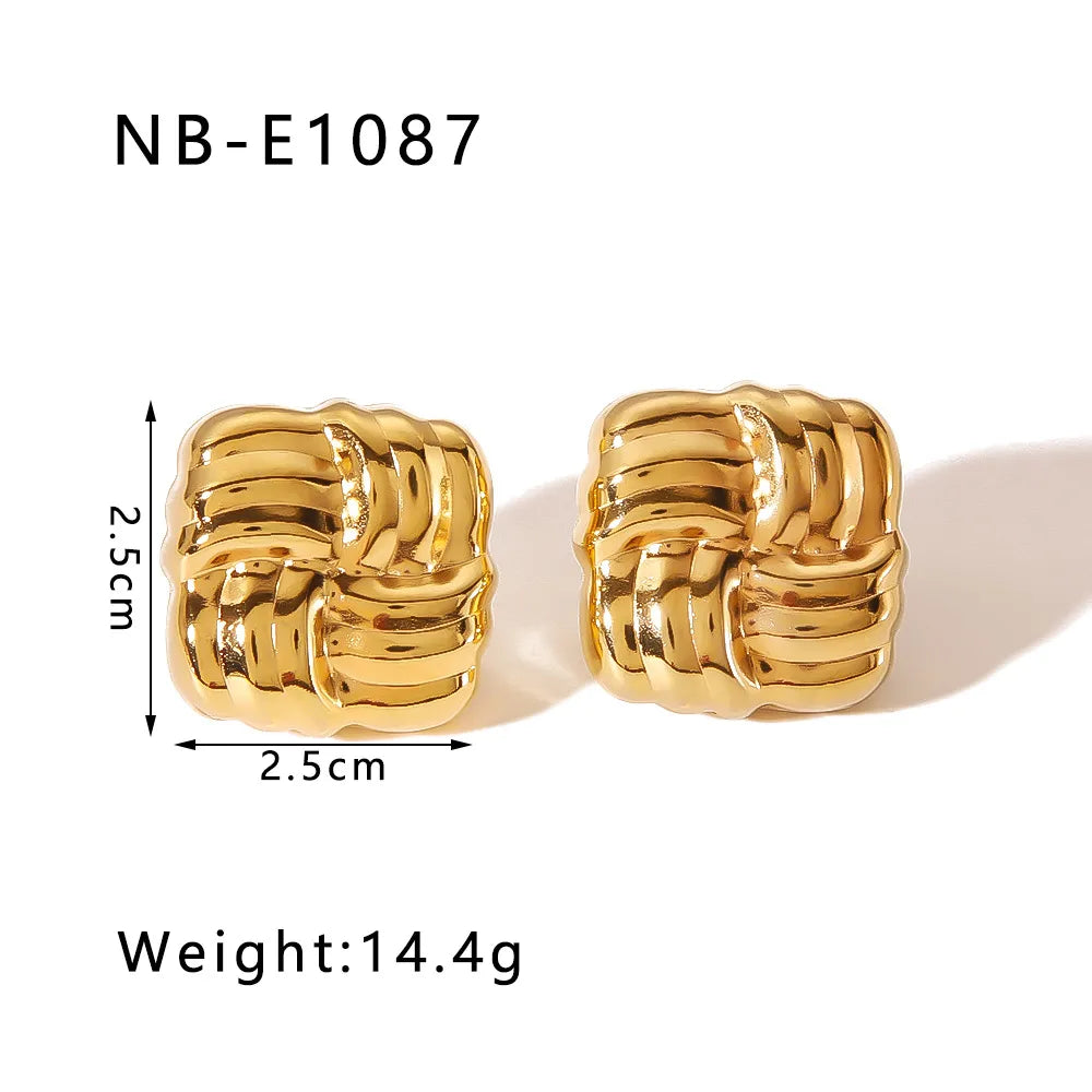 1 Pair IG Style Modern Style C Shape Geometric Heart Shape Plating 304 Stainless Steel 18K Gold Plated Ear Studs