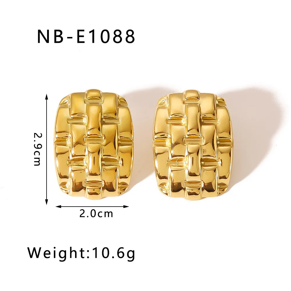 1 Pair IG Style Modern Style C Shape Geometric Heart Shape Plating 304 Stainless Steel 18K Gold Plated Ear Studs