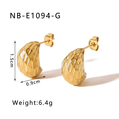 1 Pair IG Style Modern Style C Shape Geometric Heart Shape Plating 304 Stainless Steel 18K Gold Plated Ear Studs