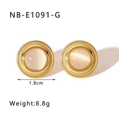 1 Pair IG Style Modern Style C Shape Geometric Heart Shape Plating 304 Stainless Steel 18K Gold Plated Ear Studs