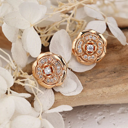 1 Pair IG Style Modern Style Classic Style Flower Inlay Brass Zircon Ear Studs