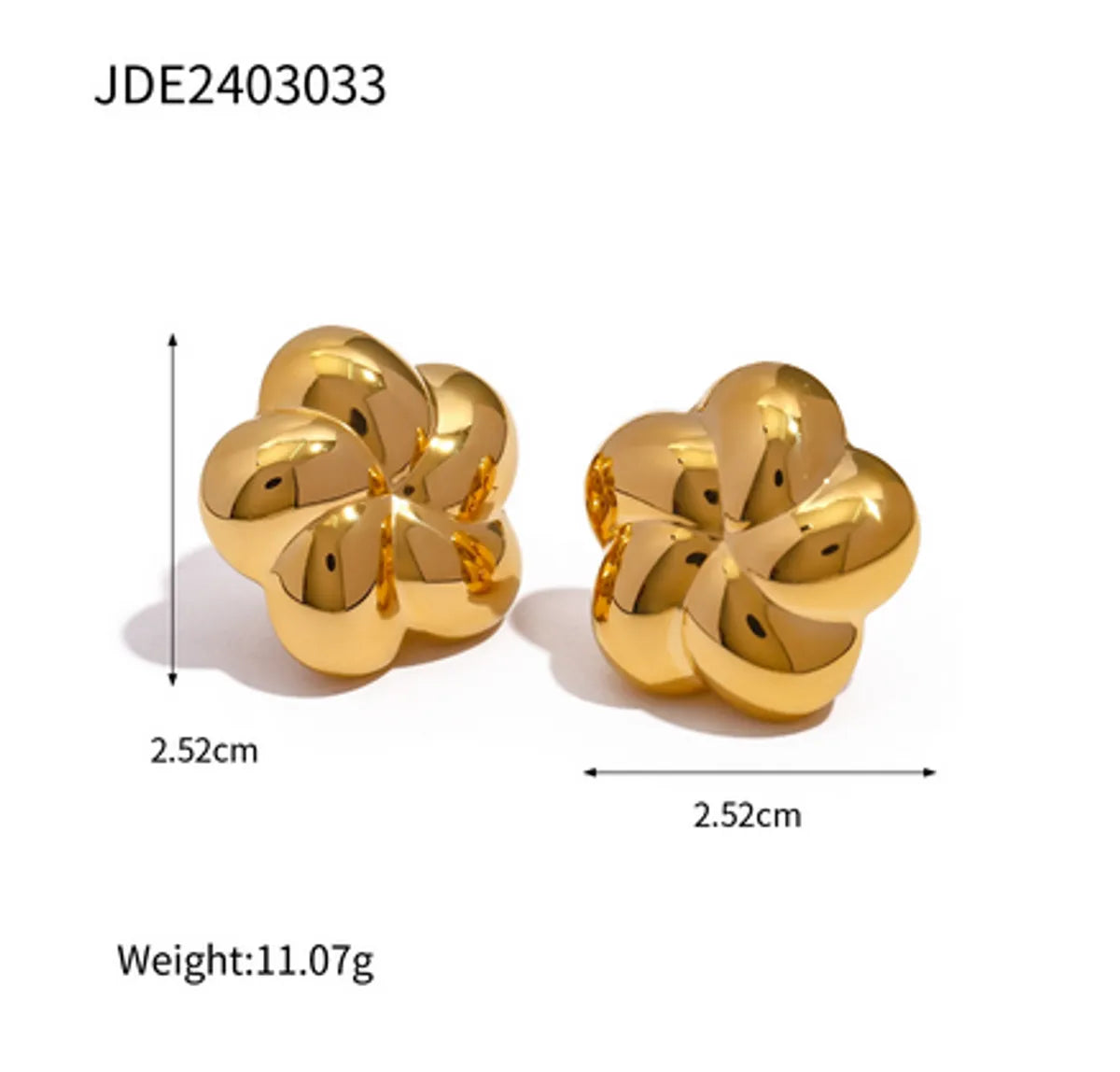 1 Pair IG Style Modern Style Classic Style Flower Plating 316 Stainless Steel  18K Gold Plated Ear Studs