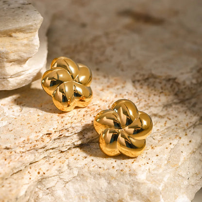 1 Pair IG Style Modern Style Classic Style Flower Plating 316 Stainless Steel  18K Gold Plated Ear Studs