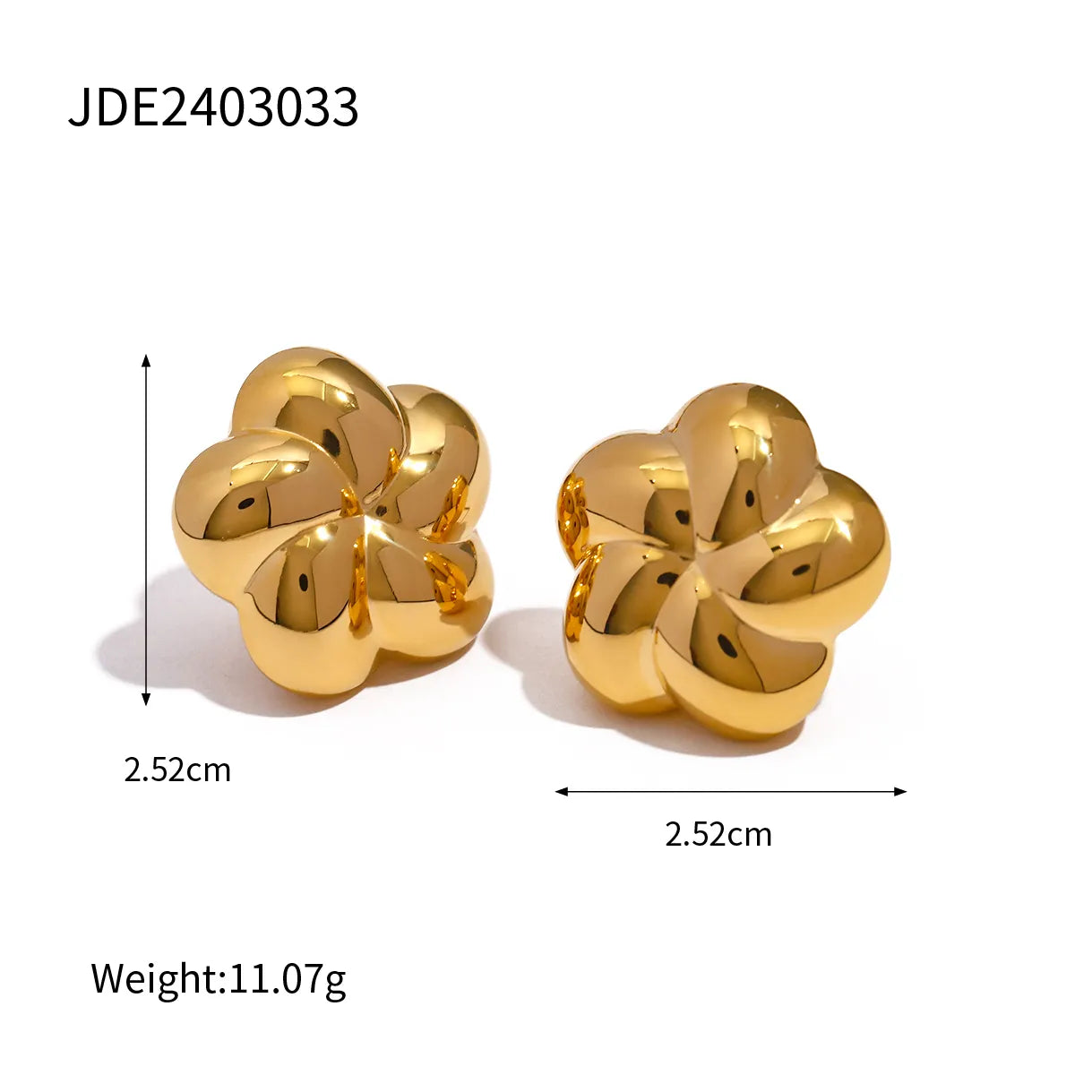 1 Pair IG Style Modern Style Classic Style Flower Plating 316 Stainless Steel  18K Gold Plated Ear Studs