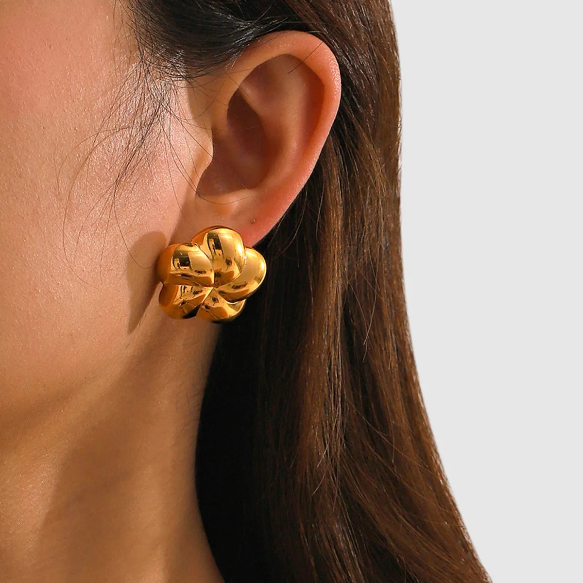 1 Pair IG Style Modern Style Classic Style Flower Plating 316 Stainless Steel  18K Gold Plated Ear Studs