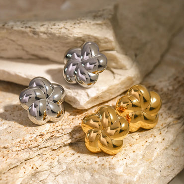 1 Pair IG Style Modern Style Classic Style Flower Plating 316 Stainless Steel  18K Gold Plated Ear Studs