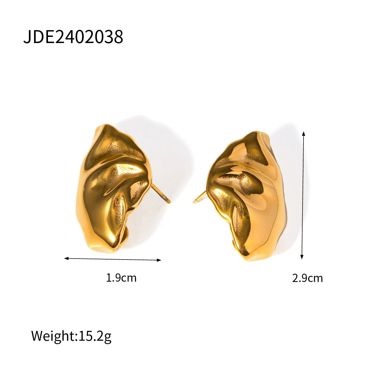 1 Pair IG Style Modern Style Classic Style Irregular Solid Color 316 Stainless Steel  18K Gold Plated Ear Studs