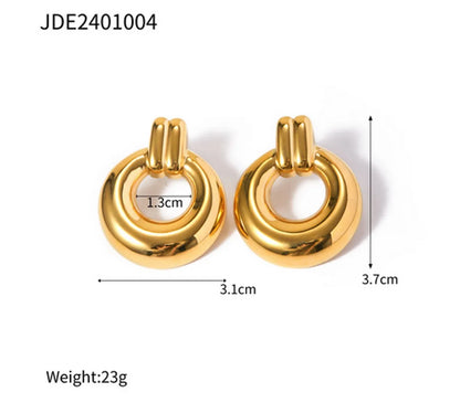 1 Pair IG Style Modern Style Classic Style Round 316 Stainless Steel  18K Gold Plated Ear Studs