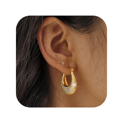 1 Pair IG Style Modern Style Classic Style U Shape Inlay Copper Zircon 18K Gold Plated Drop Earrings