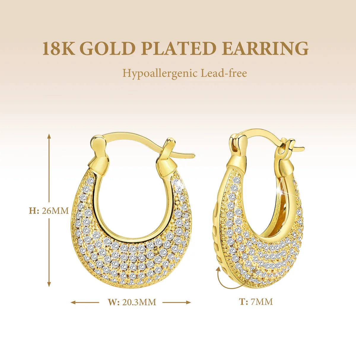 1 Pair IG Style Modern Style Classic Style U Shape Inlay Copper Zircon 18K Gold Plated Drop Earrings