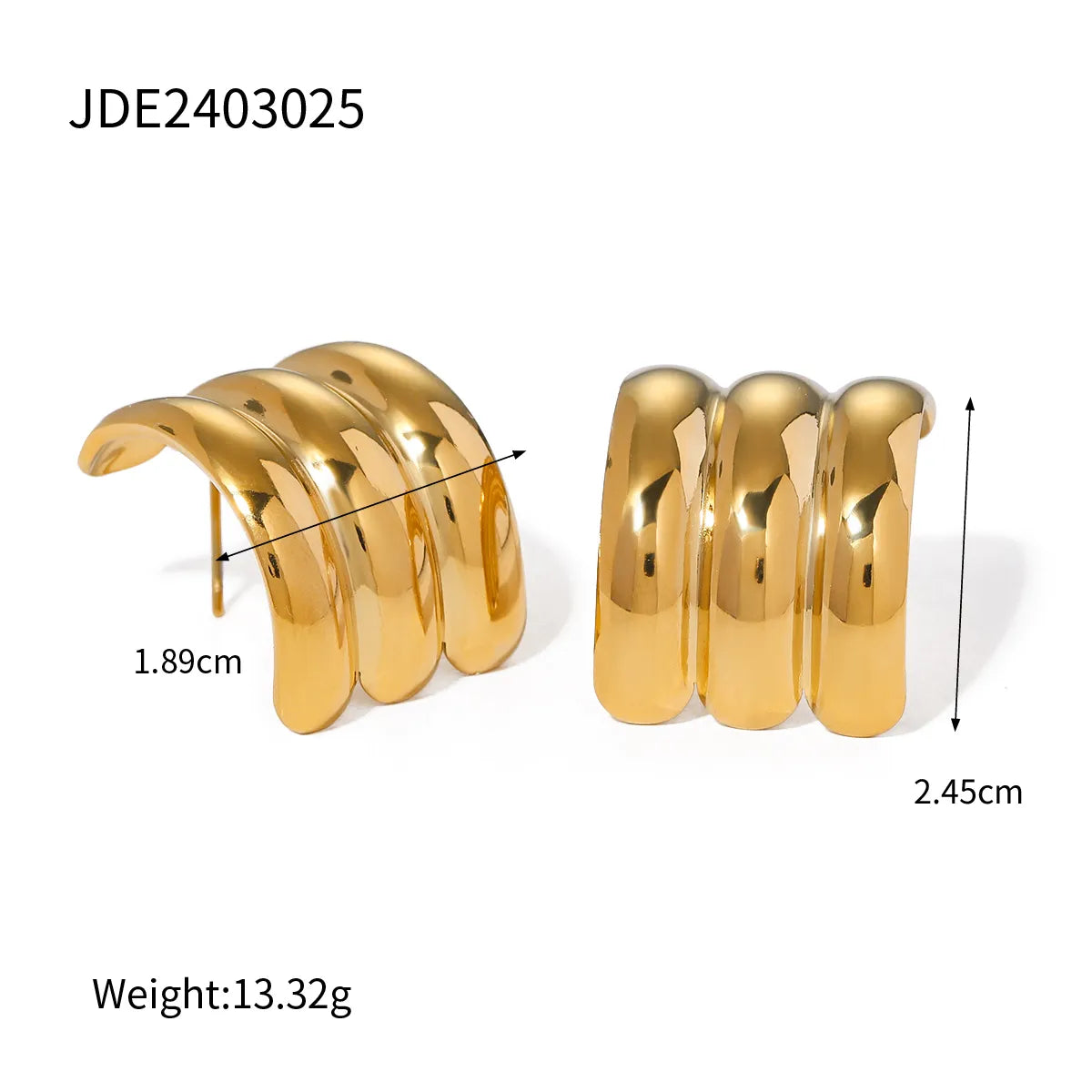 1 Pair IG Style Modern Style Classic Style Waves Solid Color Spiral Stripe Plating 304 Stainless Steel 18K Gold Plated Ear Studs