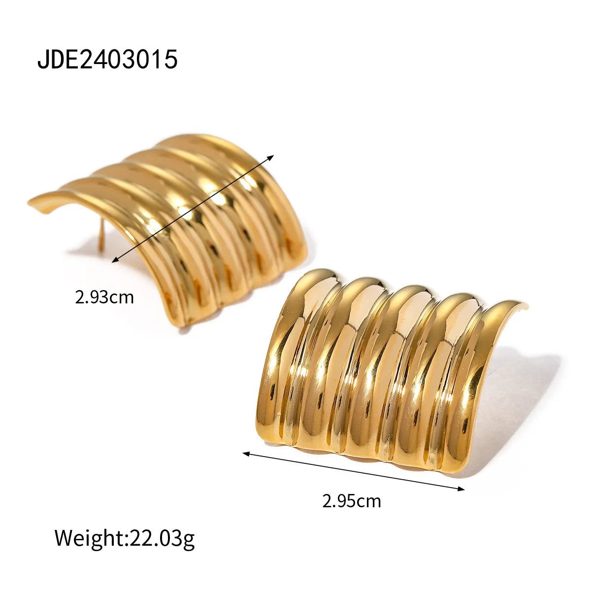 1 Pair IG Style Modern Style Classic Style Waves Solid Color Spiral Stripe Plating 304 Stainless Steel 18K Gold Plated Ear Studs