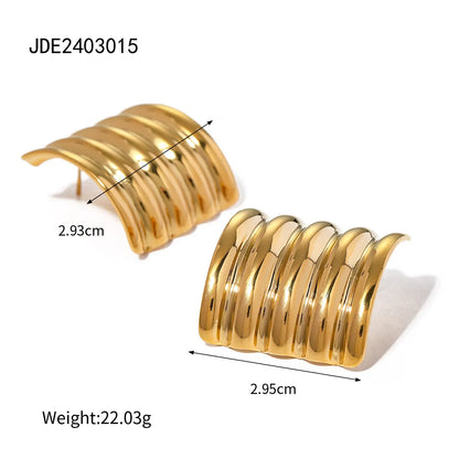 1 Pair IG Style Modern Style Classic Style Waves Solid Color Spiral Stripe Plating 304 Stainless Steel 18K Gold Plated Ear Studs