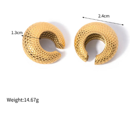 1 Pair IG Style Modern Style Fish Scales 316 Stainless Steel  18K Gold Plated Ear Cuffs