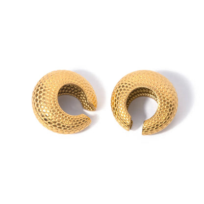 1 Pair IG Style Modern Style Fish Scales 316 Stainless Steel  18K Gold Plated Ear Cuffs