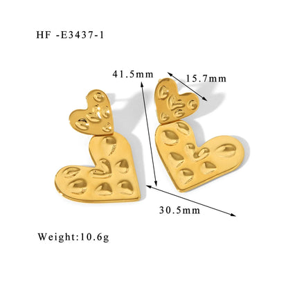 1 Pair IG Style Modern Style Geometric Heart Shape Plating 304 Stainless Steel 18K Gold Plated Ear Studs