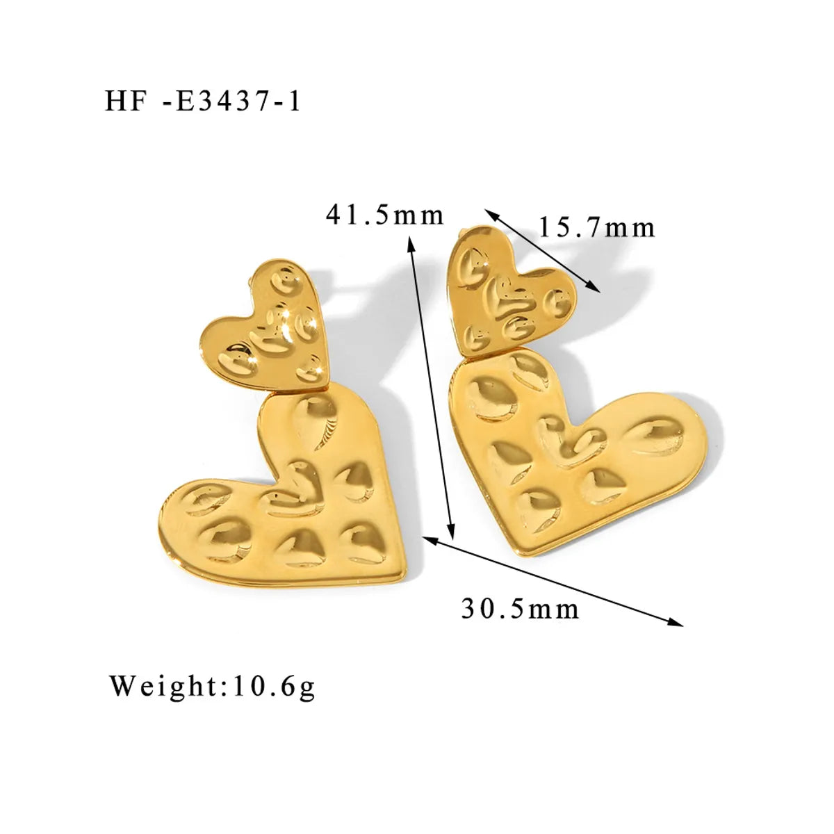 1 Pair IG Style Modern Style Geometric Heart Shape Plating 304 Stainless Steel 18K Gold Plated Ear Studs