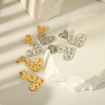 1 Pair IG Style Modern Style Geometric Heart Shape Plating 304 Stainless Steel 18K Gold Plated Ear Studs