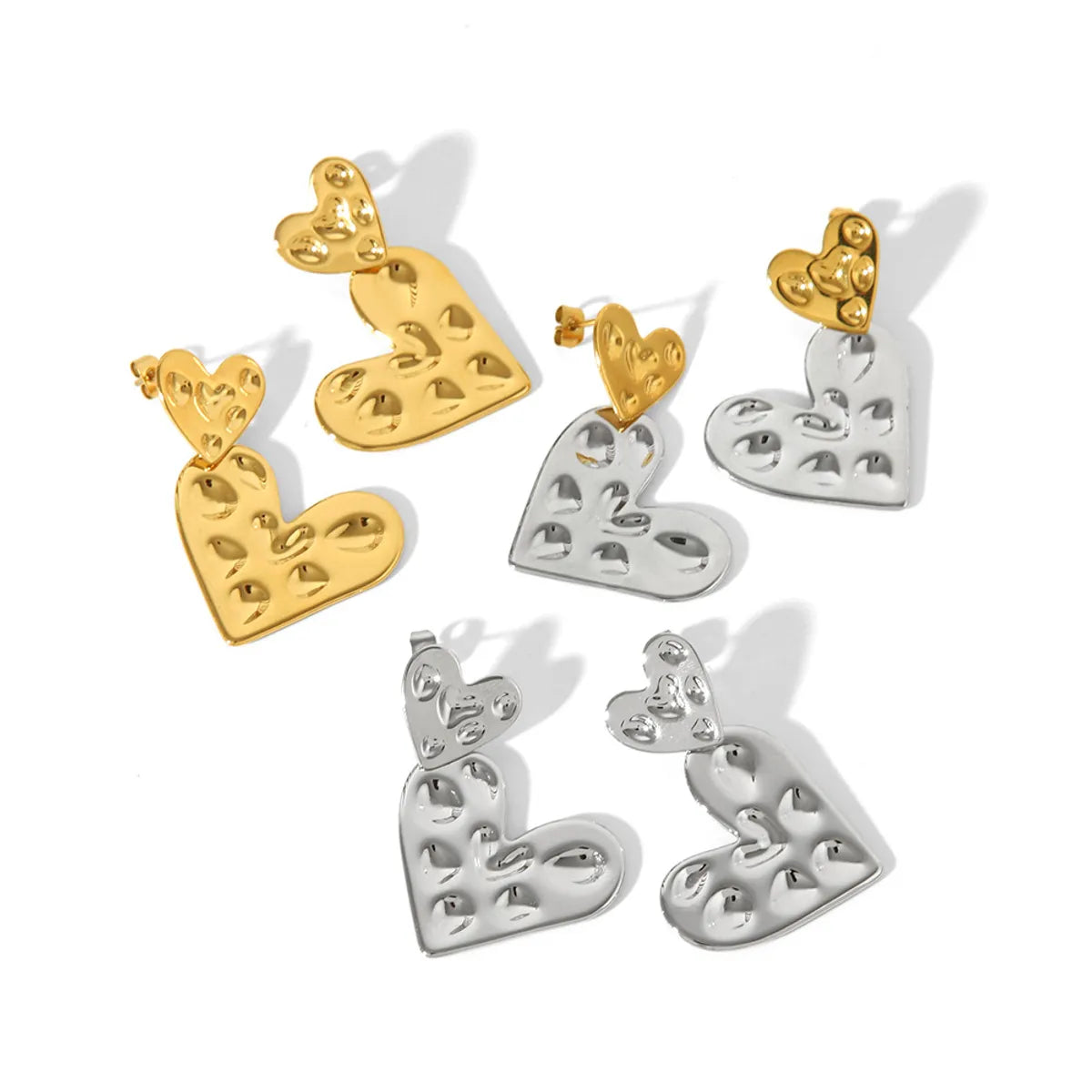 1 Pair IG Style Modern Style Geometric Heart Shape Plating 304 Stainless Steel 18K Gold Plated Ear Studs