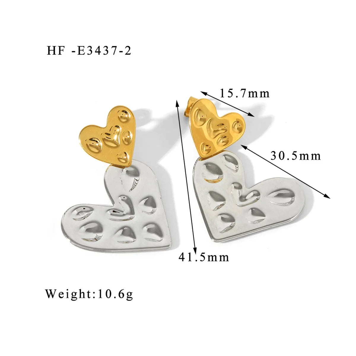 1 Pair IG Style Modern Style Geometric Heart Shape Plating 304 Stainless Steel 18K Gold Plated Ear Studs