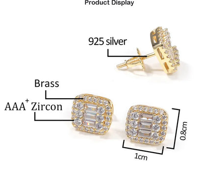 1 Pair IG Style Modern Style Geometric Inlay Copper Zircon Ear Studs