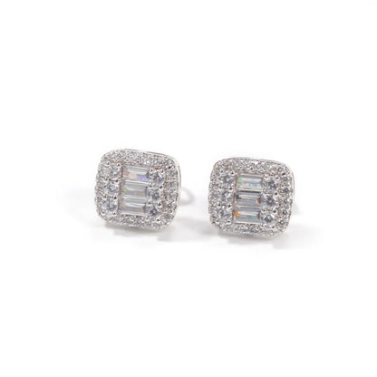 1 Pair IG Style Modern Style Geometric Inlay Copper Zircon Ear Studs