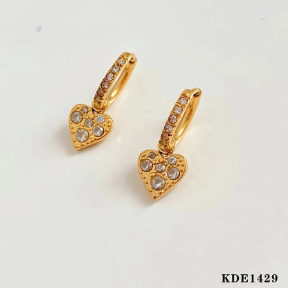 1 Pair IG Style Modern Style Heart Shape Plating Inlay 304 Stainless Steel Zircon 16K Gold Plated White Gold Plated Gold Plated Drop Earrings