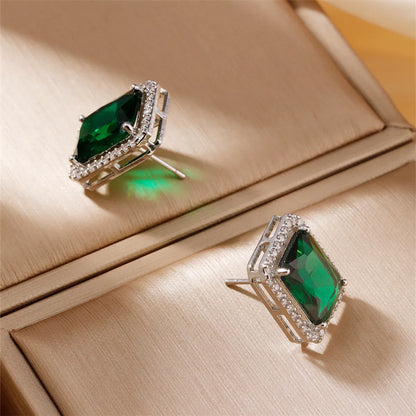 1 Pair IG Style Modern Style Korean Style Square Inlay Copper Zircon Rhodium Plated Ear Studs