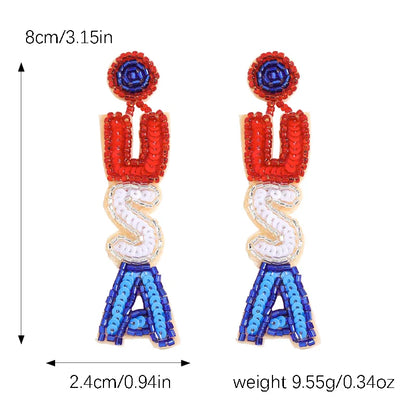 1 Pair IG Style Modern Style Letter Star Beaded Sequins Inlay Beaded Plastic Cloth Rhinestones Drop Earrings