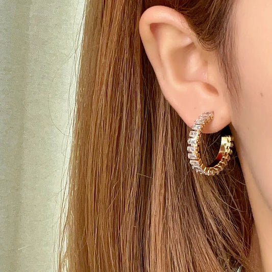 1 Pair Ig Style Modern Style Simple Style C Shape Plating Inlay Copper Zircon White Gold Plated Gold Plated Ear Studs