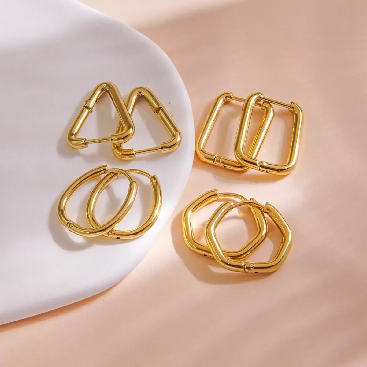 1 Pair IG Style Modern Style Simple Style Geometric 304 Stainless Steel 14K Gold Plated Earrings